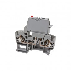 Клеммник пружинный с держ. предохр. (5х20, 5х25), откид.картридж, с индикацией 48VAC, на DIN-рейку, 4 мм.кв., (серый); YBK SLD 48VAC