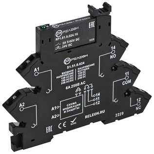 Интерфейсный модуль твердотельного реле; 1 НО 2А (~/= 24В AC/DC) выходная цепь 5-60В DC; пружинные зажимы