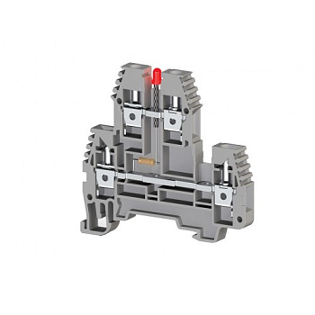 Клеммник 2-х ярусный, 4 мм.кв., с индикацией 24 VAC, (серый); PIK4 NLD 24VAC