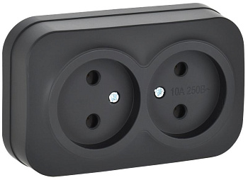 GLORY Роз. 2-я без з/к/ш о/у 10А РС22-2-ХЧм черн. м. IEK