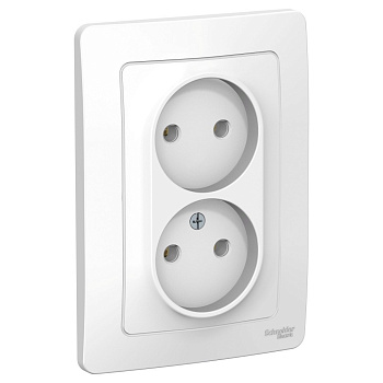 BLANCA С/У РОЗЕТКА двойная без заземления без шторок, 16А, 250В, БЕЛЫЙ