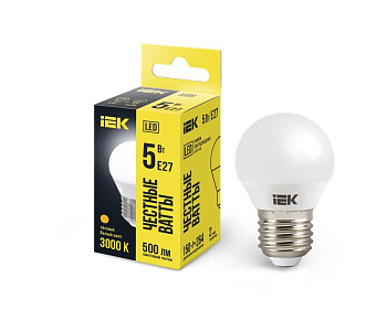 Лампа LED G45 шар 5Вт 230В 3000К E27 IEK