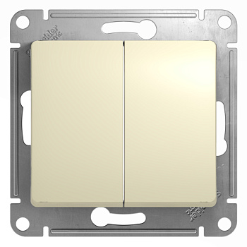 GLOSSA 2-клавишный ВЫКЛЮЧАТЕЛЬ, сх.5, 10АХ, механизм, БЕЖЕВЫЙ