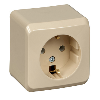 ЭТЮД О/У РОЗЕТКА с заземлением без шторок 16А 250B, КРЕМОВЫЙ, Россия