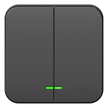 BLANCA О/У 2-клавишный ВЫКЛЮЧАТЕЛЬ (сх.5) с подсв., 10А, 250В, АНТРАЦИТ