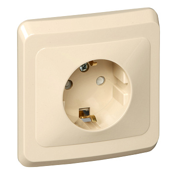ЭТЮД С/У РОЗЕТКА с заземлением со штороками 16А 250B, КРЕМОВЫЙ, Россия
