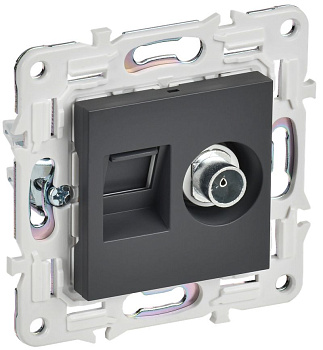 SKANDY Роз. двойная TV+RJ45 кат.6 SK-A15T титан IEK