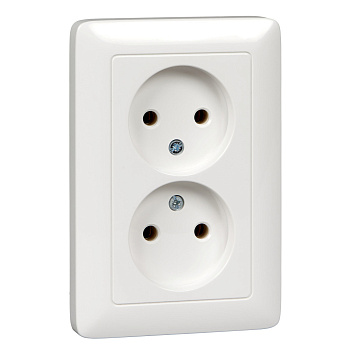 ХИТ С/У РОЗЕТКА двойная без заземления без шторок 16А, 250В, БЕЛЫЙ. Россия