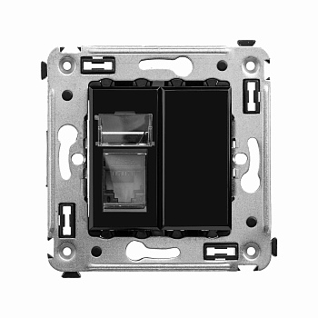 Компьютерная розетка RJ-45 в стену, кат.5e одинарная, "Avanti", "Черный квадрат"