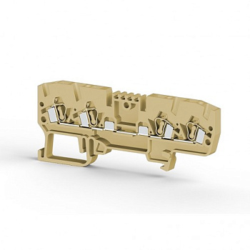 Клеммник пружинный 4-х выводной, без внутр. соединения, 2,5 мм.кв., (бежевый); YBK 2,5CX2