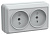 РСш22-2-ОБ Розетка 2местн. без з/к с защ.штор.10А откр.уст. ОКТАВА (белый)