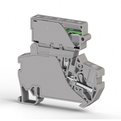 Клеммник пруж.б/зажим. (Push in) с держ.пред.(6,3х31,75) с инд. 220VAC, 4 мм.кв. (серый); PYK 4ILD 220VAC (6,3х31,75)