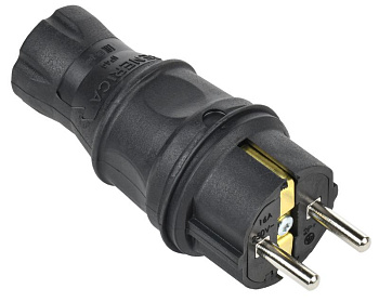 Вилка прямая 16А IP44 черная GENERICA