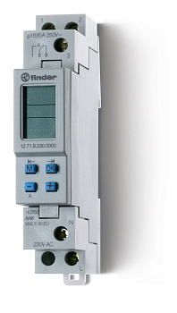 Реле времени цифровое недельное; программируется ПК (012.00); монтаж на рейку 35мм; 1СO 16A; питание 24В АC/DC; ширина 17.8мм; степень защиты IP20