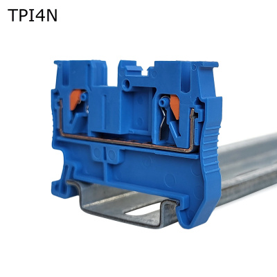 Клемма push-in проходная 2 контакта 4 мм2, синяя