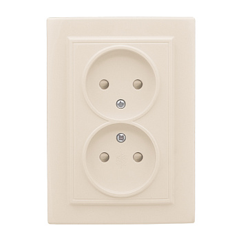 Розетка 2-мест. СП б/з 10А бежевый с защ. штор. Минск EKF