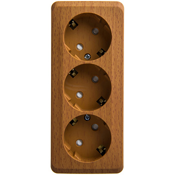 ЭТЮД О/У тройная РОЗЕТКА с заземлением со шторками 16А 250В, БУК, Россия