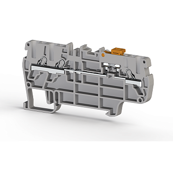 Клеммник пруж.быстрозажимной (Push in) 3-х выводной, с размыкателем, 2,5 мм.кв., (серый); PYK 2,5EA