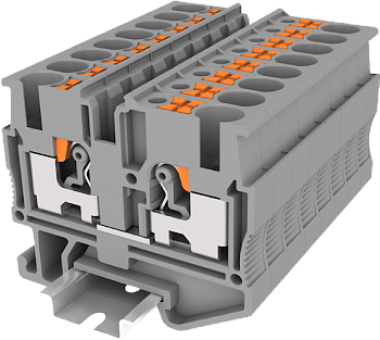 TPM2.5-2-GY Клемма мини TP 1-1 проходная, Push-in, сеч.2.5мм2, сер.