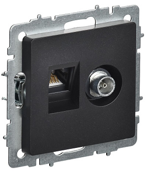 BRITE Роз. двойная TV+RJ45 кат.5E РТВ/РК12-БрЧ черн. IEK