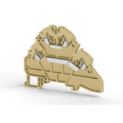 Клеммник 2-х ярусный пружинный, 2,5 мм.кв., c внутр.перемычкой, (бежевый); YBK2,5-2FK