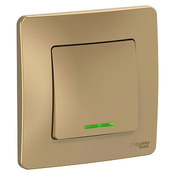 BLANCA С/У 1-клавишный ВЫКЛЮЧАТЕЛЬ (сх.1) с подсветкой, 10А, 250В, ТИТАН