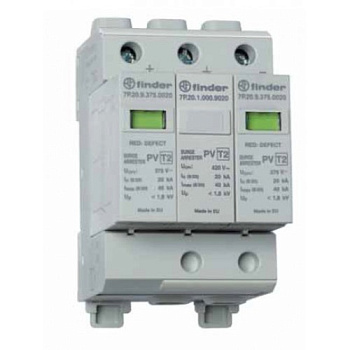 Устройство защиты от импульсных перенапряжений УЗИП тип 2 (2 варистора + 1 искровый разрядник) для фотогальванических систем 1000В DC; модульный, без доп.контакта; степень защиты IP20