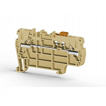 Клеммник пружинный быстрозажимной (Push in) 2,5 мм.кв., с размыкателем (бежевый); PYK 2,5A