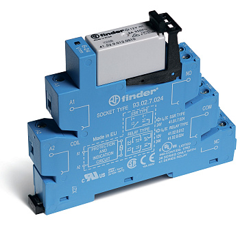 Интерфейсный модуль, электромеханическое реле; 1CO 16A; контакты AgNi; питание 24В AC/DC; категория защиты IP20; безвинтовые клеммы (пружинный зажим)