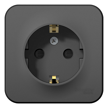 BLANCA О/У РОЗЕТКА с заземлением со шторками, 16А, 250В, АНТРАЦИТ