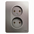 GLOSSA РОЗЕТКА двойная без заземления,16А, 250В, в сборе,ПЛАТИНА