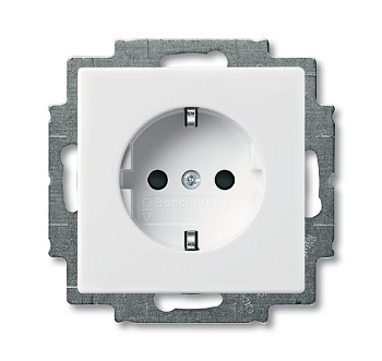 Розетка SCHUKO, с защитными шторками, альпийский белый