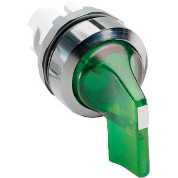 Переключатель M3SS6-21G (длинная ручка) зеленый 3-х позиционный с подсветкой (только корпус) с возвратом в среднее положение