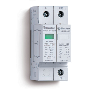 Устройство защиты от импульсных перенапряжений УЗИП тип 1 (1 варистор + 1 искровый разрядник); модульный, ширина 35мм; степень защиты IP20