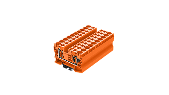 Клемма на DIN-рейку пружин. 16 мм2 2 конт. проходная оранж.