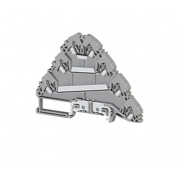 Клеммник пружинный 3-х ярусный с контактом на рейку, 2,5мм.кв., (бежевый); YBK 2,5-3 FT