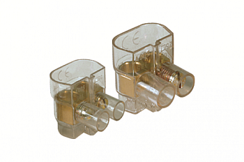 Изолированный винтовой зажим соединительный до 100А для соединения до 2 жил сечением до 16кв.мм 2 отверстия Изолированный винтовой зажим соединительный до 100А для соединения до 2 жил сечением до 16кв.мм 2 отверстия