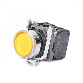 Кнопка SB4 с подсветкой в сборе модульная 22мм желтая металл 24ВDC 1НО+1НЗ Кнопка SB4 с подсветкой в сборе модульная 22мм желтая металл 24ВDC 1НО+1НЗ