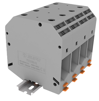 Клемма на DIN-рейку винт. 150 мм2 2 конт. проходн. серая