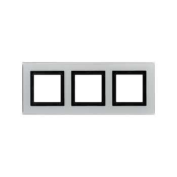 Рамка из натурального стекла,"Avanti", светло-серая, 3 поста (6 мод.)