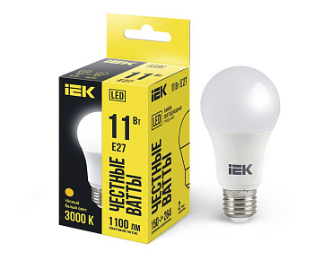 Лампа LED A60 шар 11Вт 230В 3000К E27 IEK