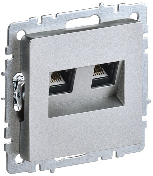 BRITE Роз. двойная RJ11+RJ45 кат.5E РК/Т12-БрА алюм. IEK