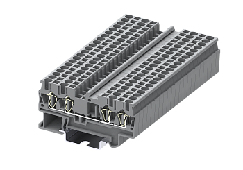 Клемма на DIN-рейку пружин. 2.5 мм2 4 конт. проходная серая