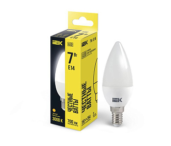 Лампа LED C35 свеча 7Вт 230В 3000К E14 IEK