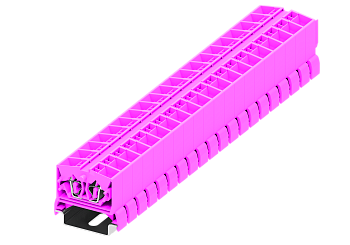 254389 Клемма TB 2-2 проходная на DIN-рейку SP35, фронт.подключение, сеч. 2.5мм2, розов.