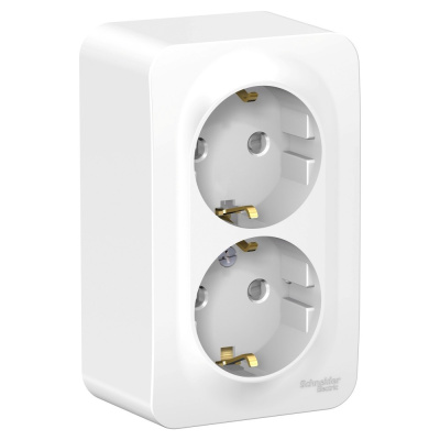 BLANCA О/У РОЗЕТКА двойная с заземл. со шт. ИЗОЛ.ПЛ.,16А, 250В, БЕЛЫЙ