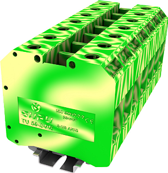 Клемма на DIN-рейку винт. 50 мм2 2 конт. заземляющ