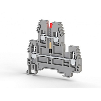 Клеммник 2-х ярусный, 2,5 мм.кв., с индикацией 110 VAC, (серый); PIK2,5 NLD 110VAC