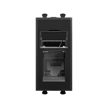 Компьютерная розетка RJ-45 модульная, кат.5е, "Avanti", "Черный матовый", 1 модуль