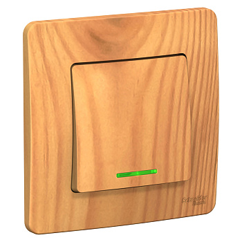 BLANCA С/У 1-клавишный ВЫКЛЮЧАТЕЛЬ (сх.1) с подсв., 10А, 250В, ЯСЕНЬ